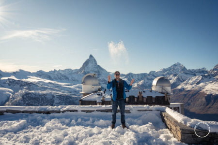 Marcos em frente ao monte Matterhorn visto do Gornergrat