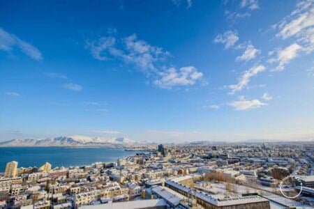 Vista da cidade de Reykjavik, Islândia