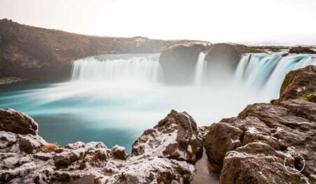 Cachoeira Godafoss, na Islândia