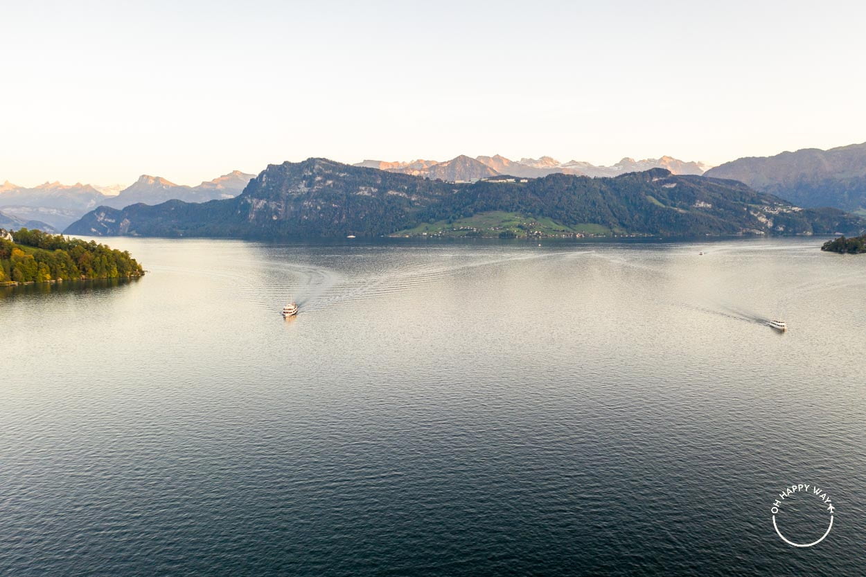 Vista aérea do lago Lucerna, Suíça