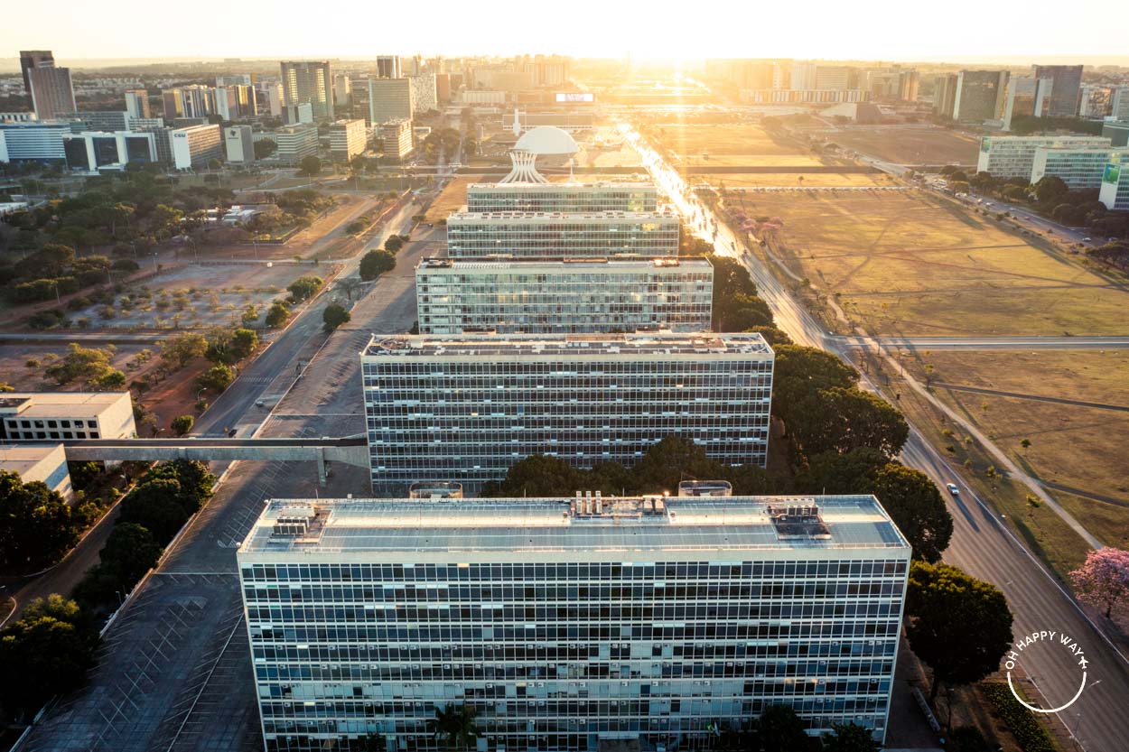 Vista aérea da Esplanada dos Ministérios em Brasília.