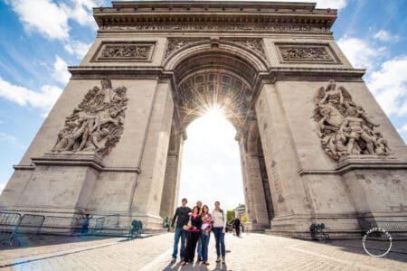 Fotos de Paris: nossa família em frente ao Arco do Triunfo
