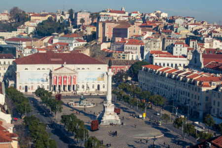 Vista do Elevador do Carmo em Lisboa.