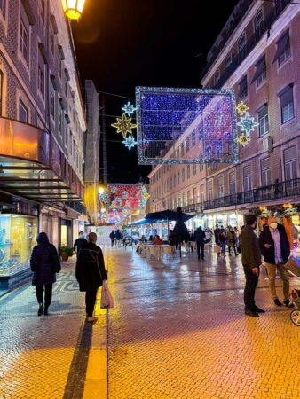 Luzes na Rua Augusta em Lisboa