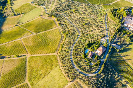 Vista aérea da Toscana, na Itália
